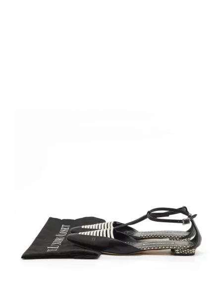 Sandale Manolo Blahnik din piele cu bretele negru