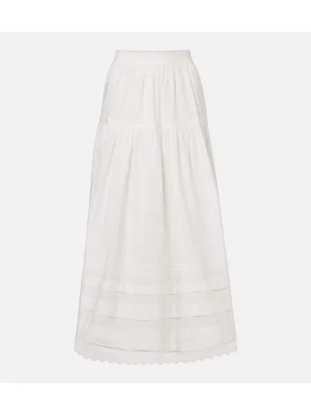 Fustă midi Dôen până la genunchi din poplin alb