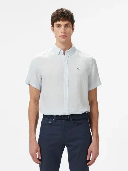 Лляна Сорочка Lacoste блакитний