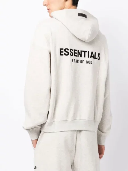 Суичър с качулка Fear Of God Essentials с принт сиво