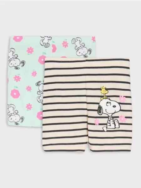 Sinsay Krátké legíny 2 pack Peanuts mentolová