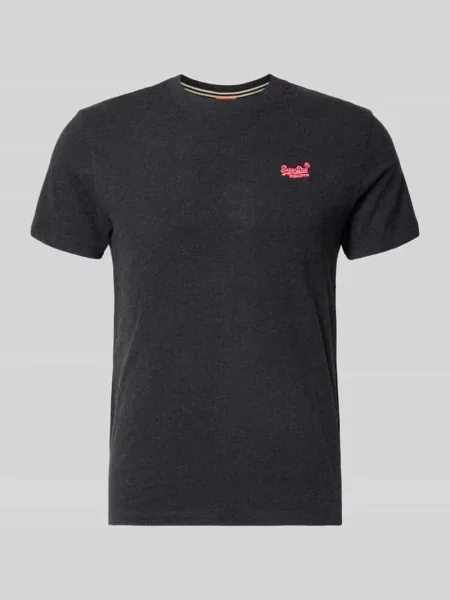 T-shirt w kroju regular fit z haftowanym logo Superdry czarna
