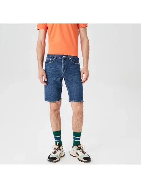 Lacoste Szorty Bermudy Slim Fit Z Elastycznej Bawełny niebieskie