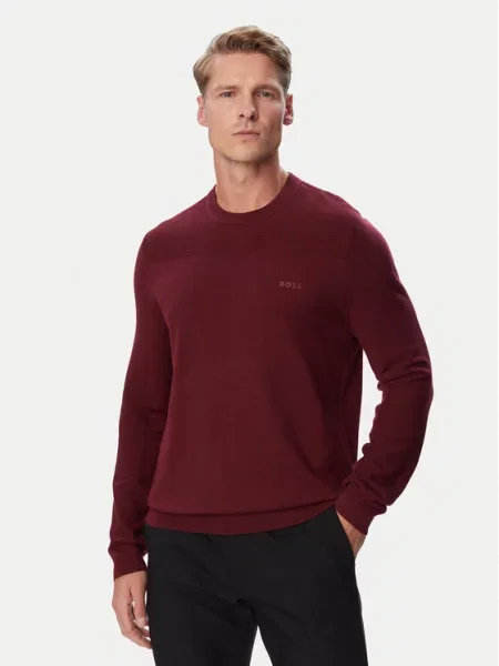 BOSS Pulover Momentum-X Cn Bordo rdeča