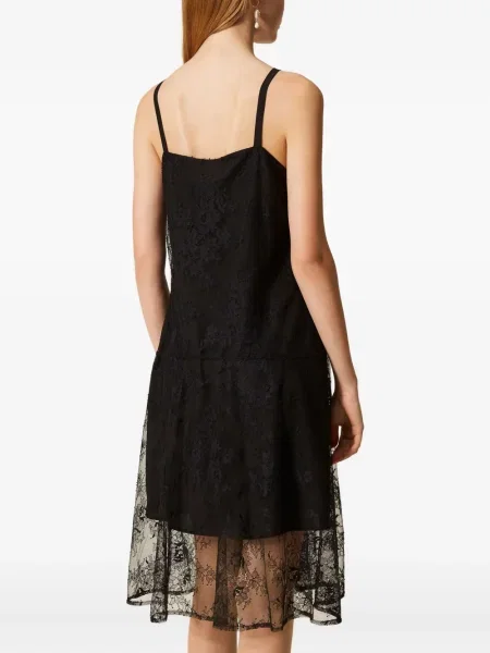 Rochie midi Twinset din dantelă până la genunchi de costum negru
