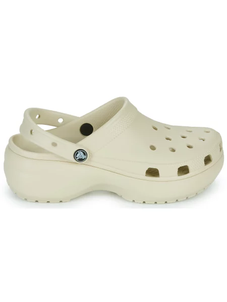 Klasické pantofle Crocs na platformě béžové