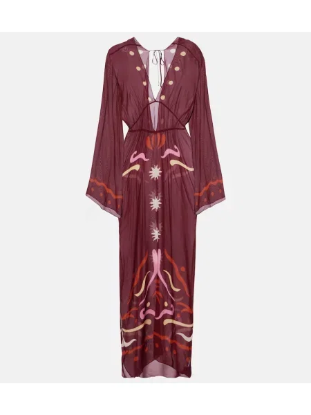 Rochie maxi Cala De La Cruz cu imagine bordo