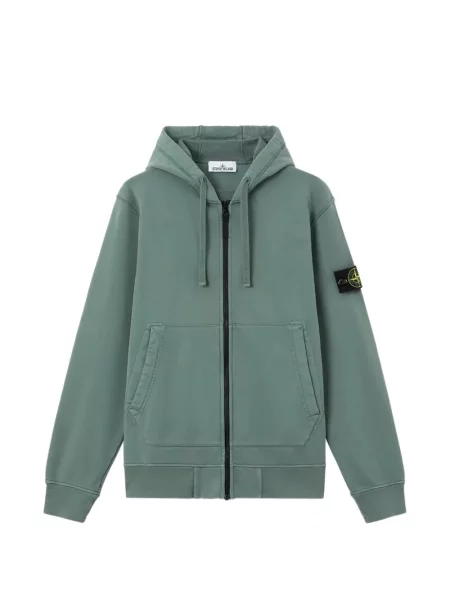Hanorac cu glugă Stone Island din fleece cu glugă cu strasuri verde