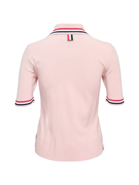 Tricou polo Thom Browne cu dungi roz