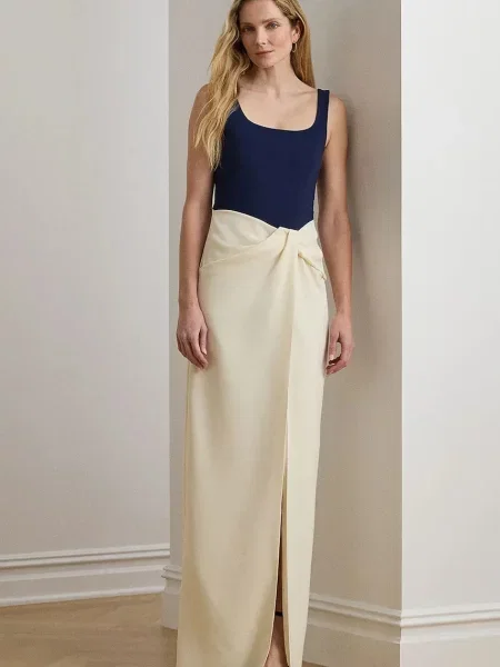 Lauren Ralph Lauren sukienka z wiskozą beżowa