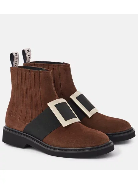 Botine chelsea Roger Vivier din piele de căprioară maro