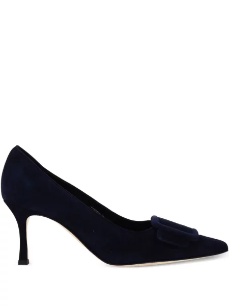 Pantofi cu toc Manolo Blahnik cu cataramă albastru
