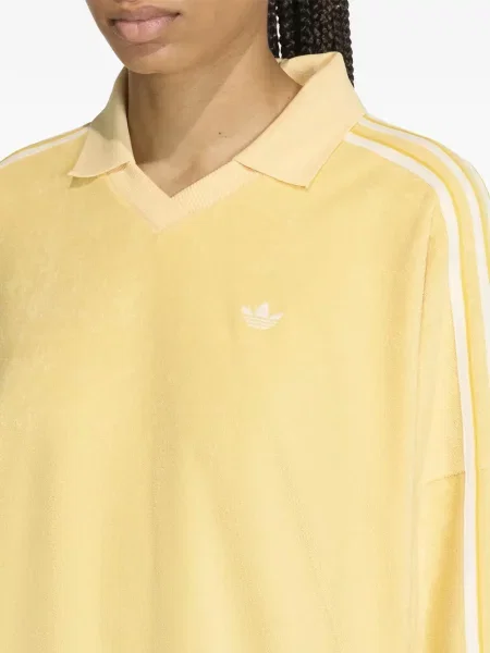 Top Adidas cu decolteu rotund cu dungi cu umerii deschiși negru