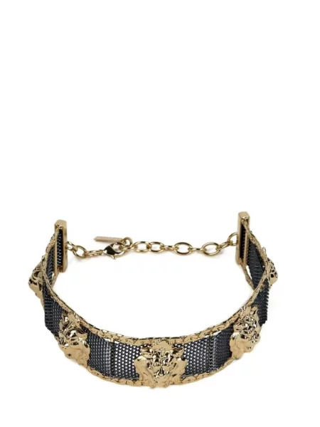 Lanțuri Heritage choker placcato oro con le teste di leoni auriu negru