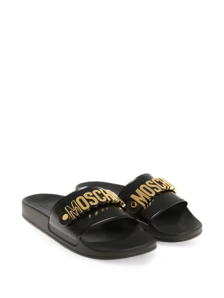 Papuci Moschino din piele cu autograf negru