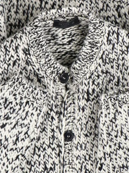Cardigan Prada tricotate chunky alb