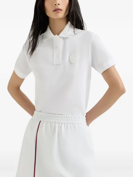 Polo Brunello Cucinelli stretch cu autograf alb