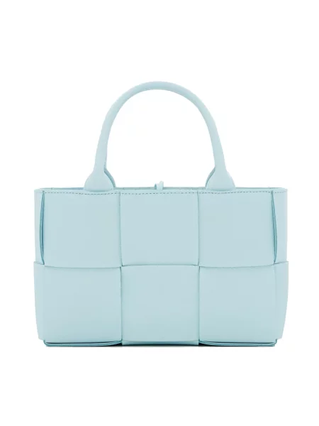 Shopperka Bottega Veneta skórzana niebieska
