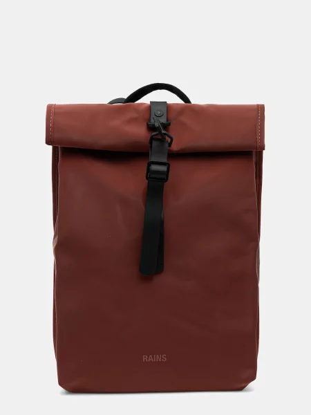 Раница Rains Rolltop Rucksack Mini голям с изчистен дизайн оранжево