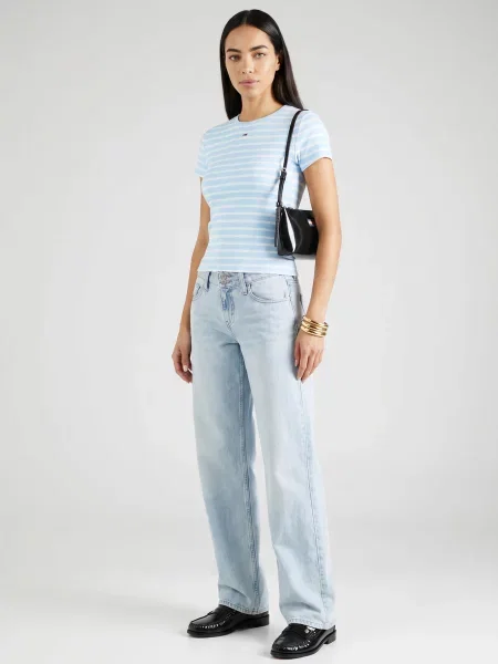 Tommy Jeans Póló ESSENTIAL világoskék / fehér kék