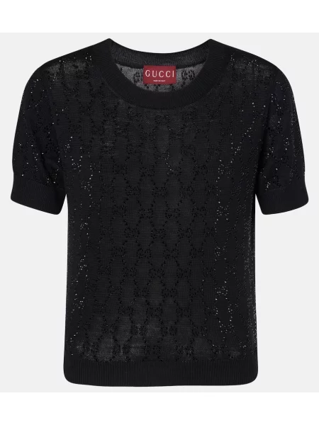 Volneni top Gucci s kristali črna