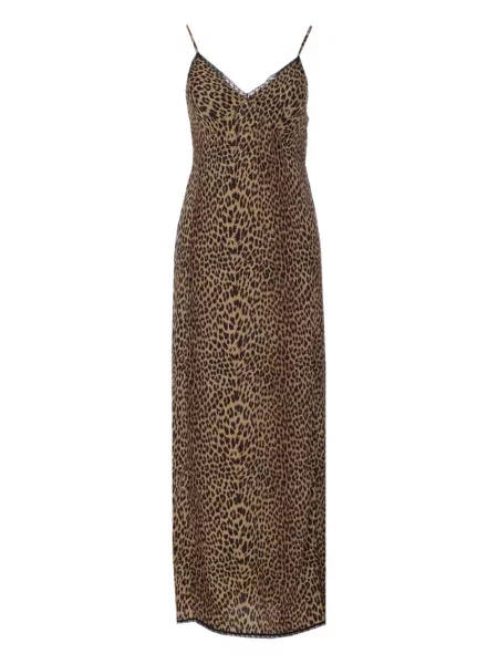 Rochie midi Zadig&voltaire cu imagine cu model leopard din dantelă maro