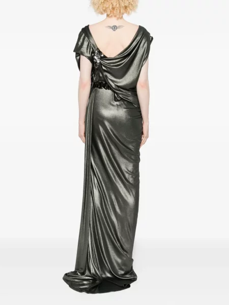 Rochie maxi Gemy Maalouf drapată de costum argintiu