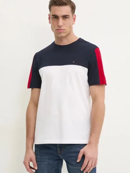 Тениска Tommy Hilfiger с десен тъмносиньо