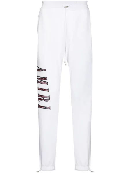 Pantaloni Amiri cu model paisley alergare cu autograf alb