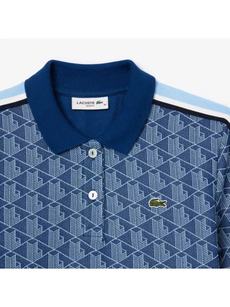 Lacoste Koszulka Polo Z Monogramem Slim Fit Ciemnoniebieska niebieski