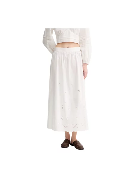 Spódnica midi o kroju regular fit z czystej bawełny Marc O'polo Denim biała