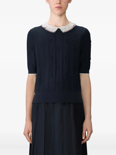 Tricou Thom Browne din dantelă albastru