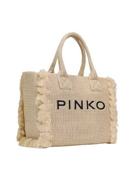Shopperka Pinko pleciona beżowa