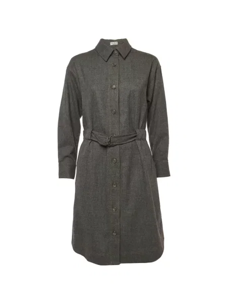 Cu centură rochie tip cămașă Brunello Cucinelli gri