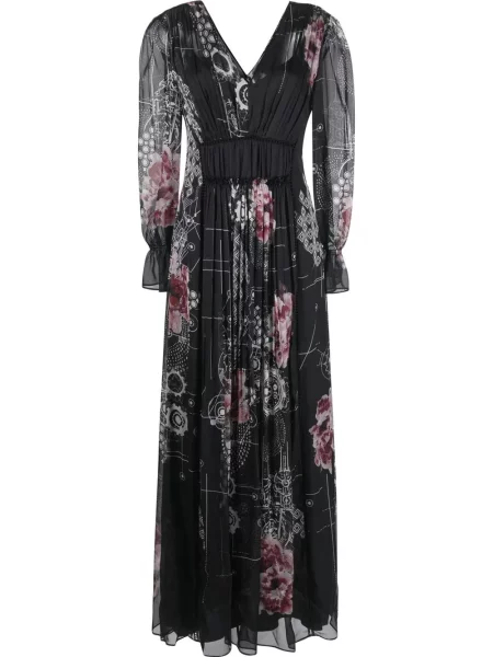 Rochie maxi Alberta Ferretti cu model floral cu imagine cu decolteu în V negru