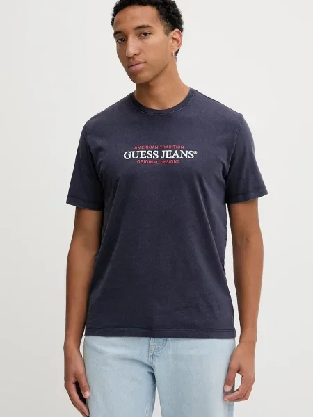 Kratka majica Guess Jeans mornarsko modra