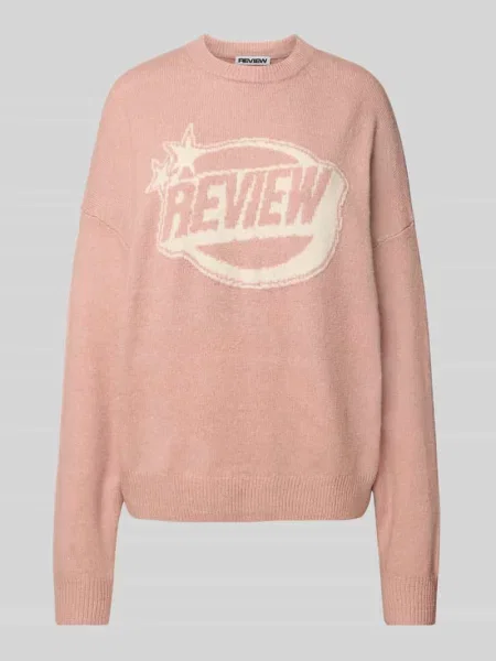 Sweter z dzianiny z nadrukiem z logo Review