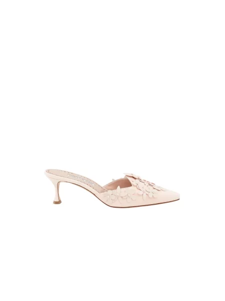 Klapki Manolo Blahnik skórzane różowe