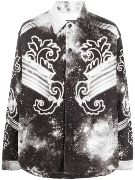 Lung cămașă de blugi Versace Jeans Couture cu imagine negru