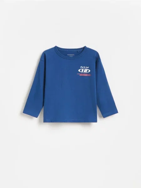 Reserved Tricou cu mânecă lungă și imprimeu albastru-violet albastru