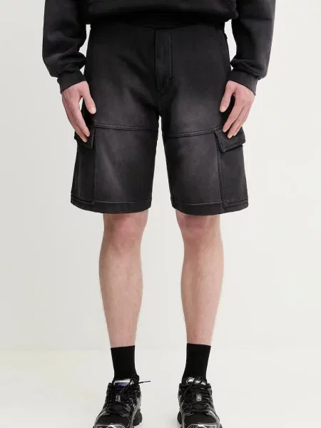 ALYX pantaloni scurți din Fleece garment dye cargo negru