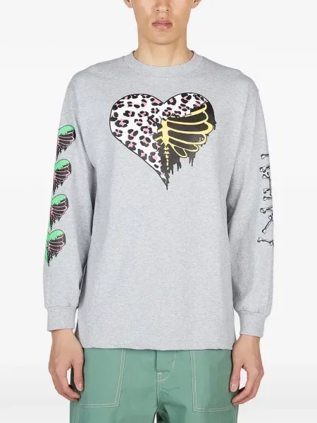 Hanorac crewneck Nancy Ganz cu imagine cu decolteu rotund gri