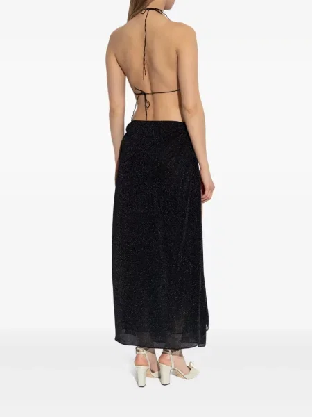 Rochie maxi Oseree cu gât halter de costum negru