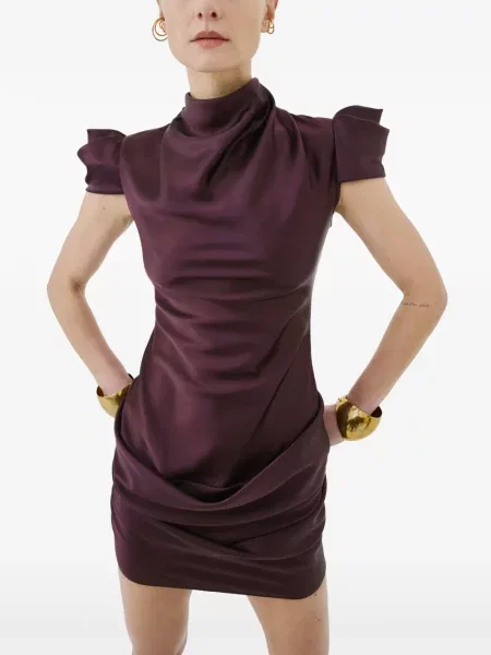 Rochie mini De La Vali din satin drapată violet