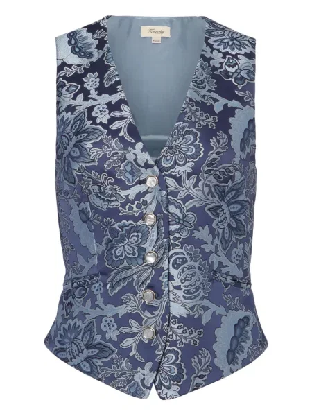 Vestă Temperley London cu model floral cu imagine albastru