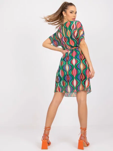 Rochie mini Fashionhunters plisată de costum verde