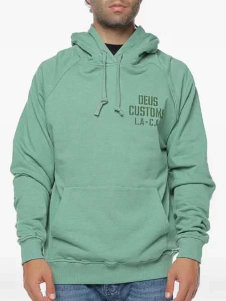 Hanorac cu glugă Deus Ex Machina cu imagine cu cordon verde