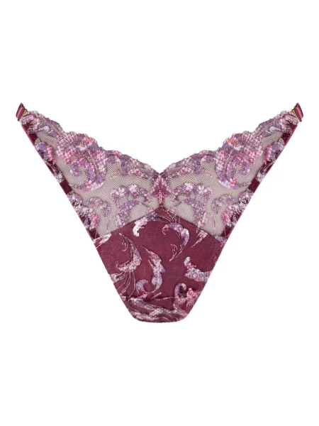 Chiloți tanga Bordelle cu model floral roz