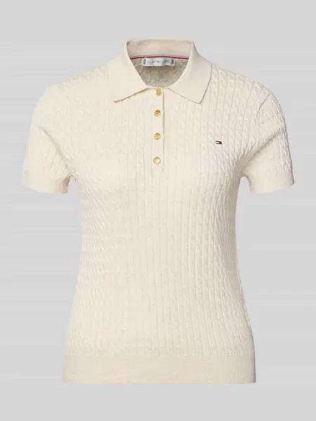 Koszulka polo o kroju slim fit z czystej bawełny Tommy Hilfiger beżowa