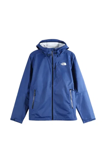 Geacă The North Face cu glugă cu imagine albastru